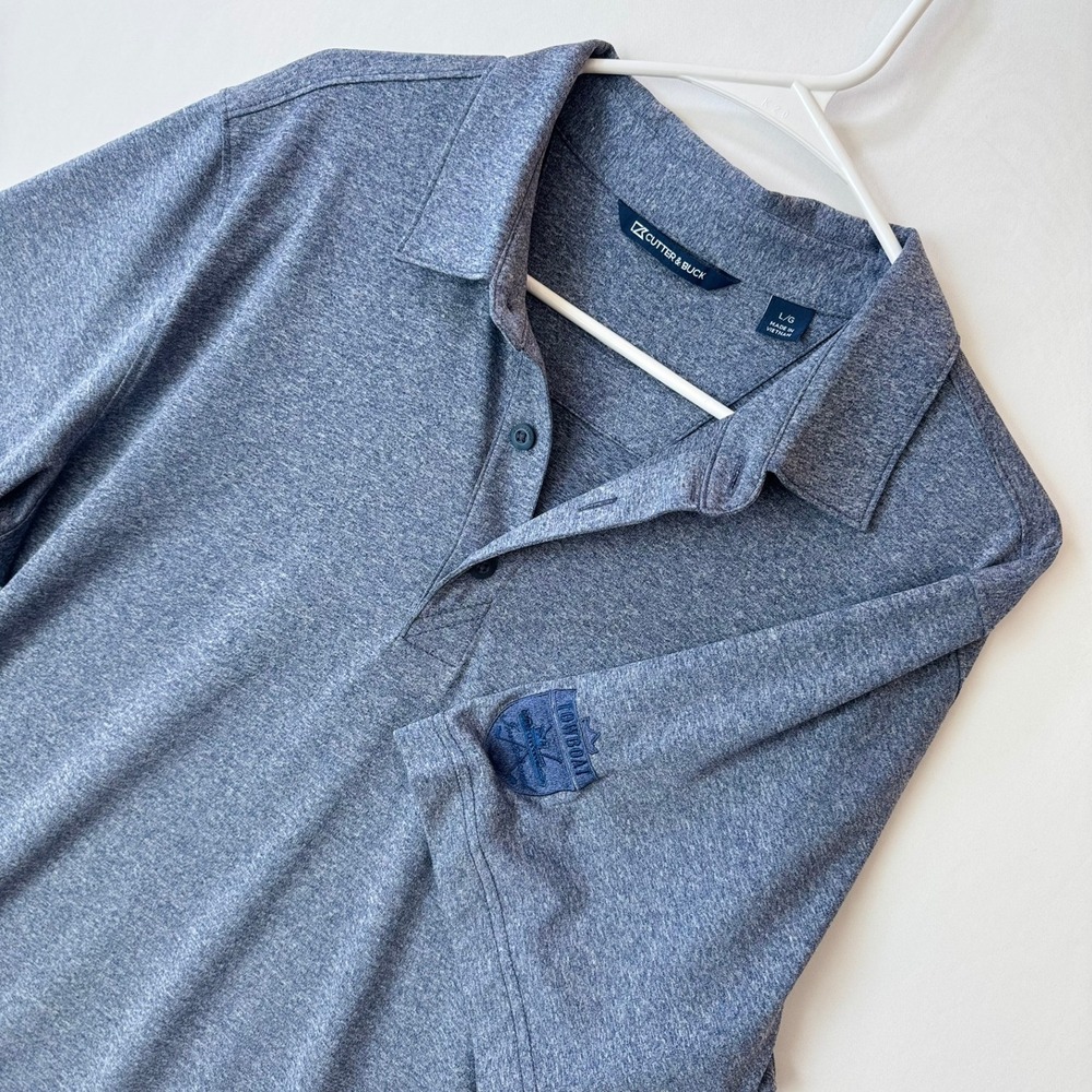 Cutter & Buck Mens Blue Heather Performance‎ Polo Shirt Towboat Invitational L/G